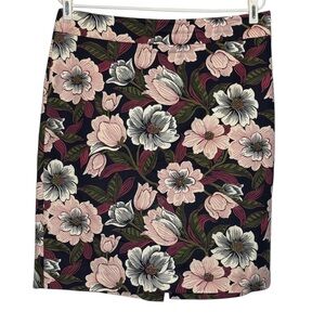 Ann Taylor Floral‎ Knee Length Pink Straight Midi Skirt 12